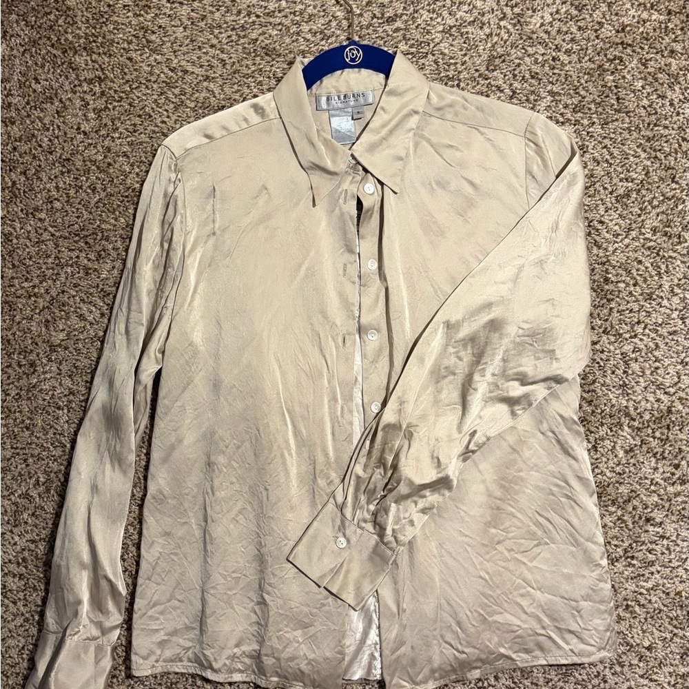 Cream 100% Silk Dress Shirt